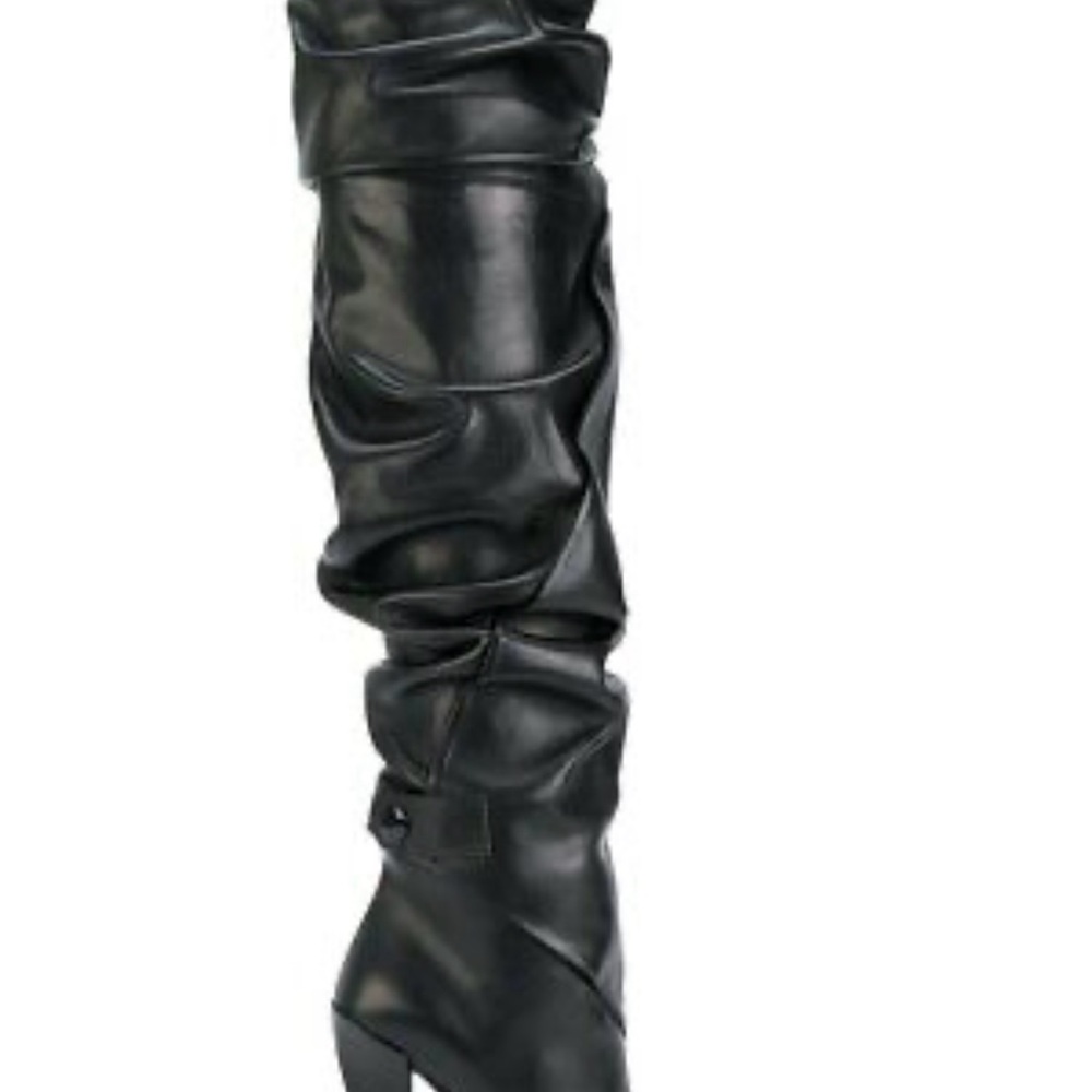 TOM FORD Draped Black Over-the-Knee Leather Boots